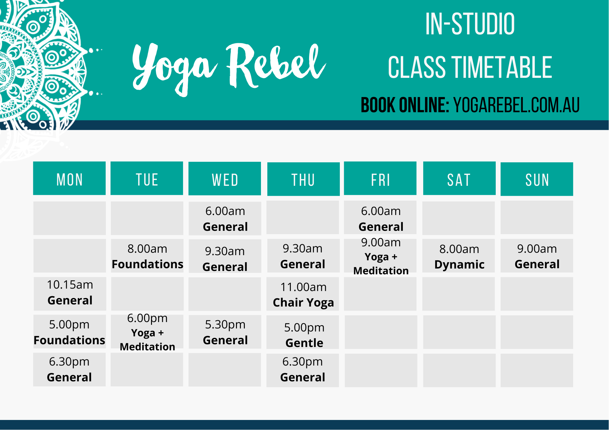 InStudio Classes old Yoga Rebel