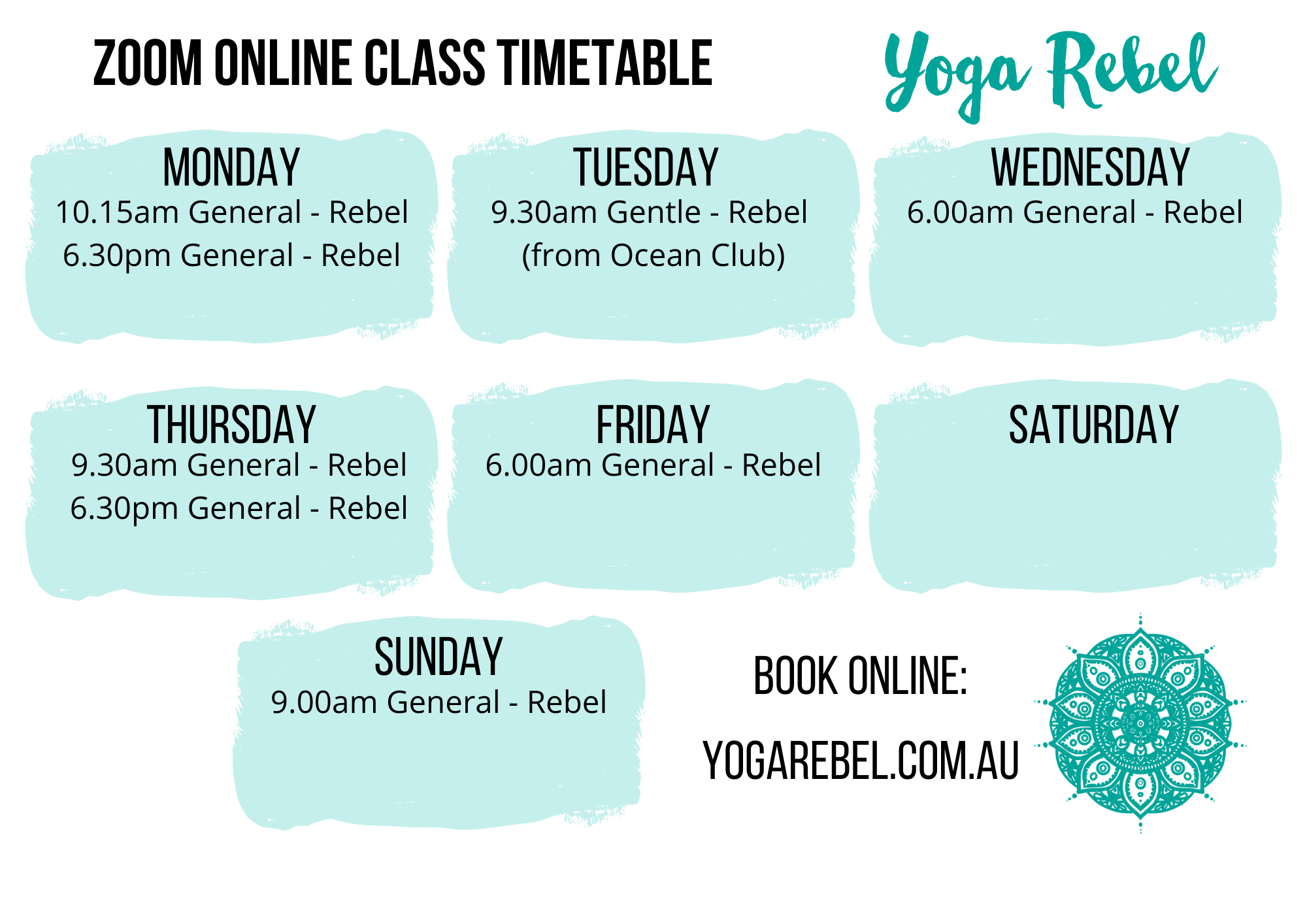 class timetable Zoom